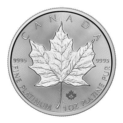 A picture of a 1 oz Platinum Maple Leaf Coin (2025)